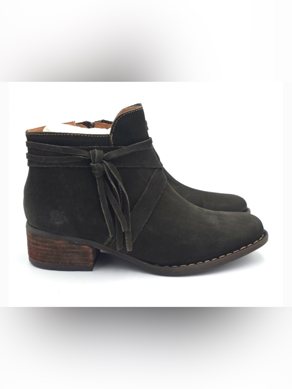 BORN Montilla Suede Olive Stylish Leather Boots-Women’s Size 7